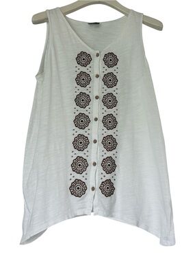 J. Jill White Sleeveless Button Tank - Size Small